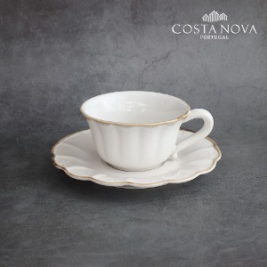 코스타노바 올리바 화이트 220ml 커피잔세트 빈티지 예쁜 카페 디저트 브런치 플레이트